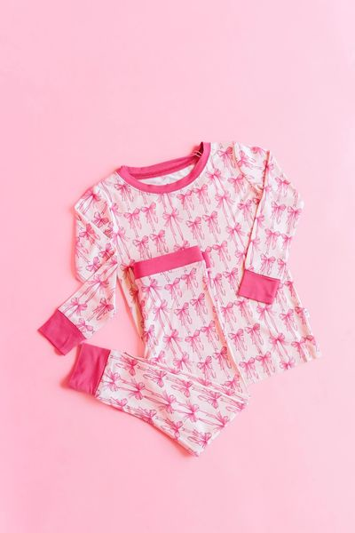 Baby Girls Pink Bows Shirt Pants Pajamas Clothes Sets Preorder