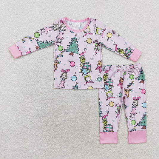 Baby Girls Pink Christmas Cindy Shirt Pants Bamboo Pajamas Clothes Sets