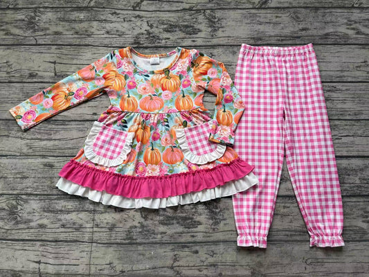 Baby Girls Pumpkin Flowers Tunic Top Legging Clothes Sets