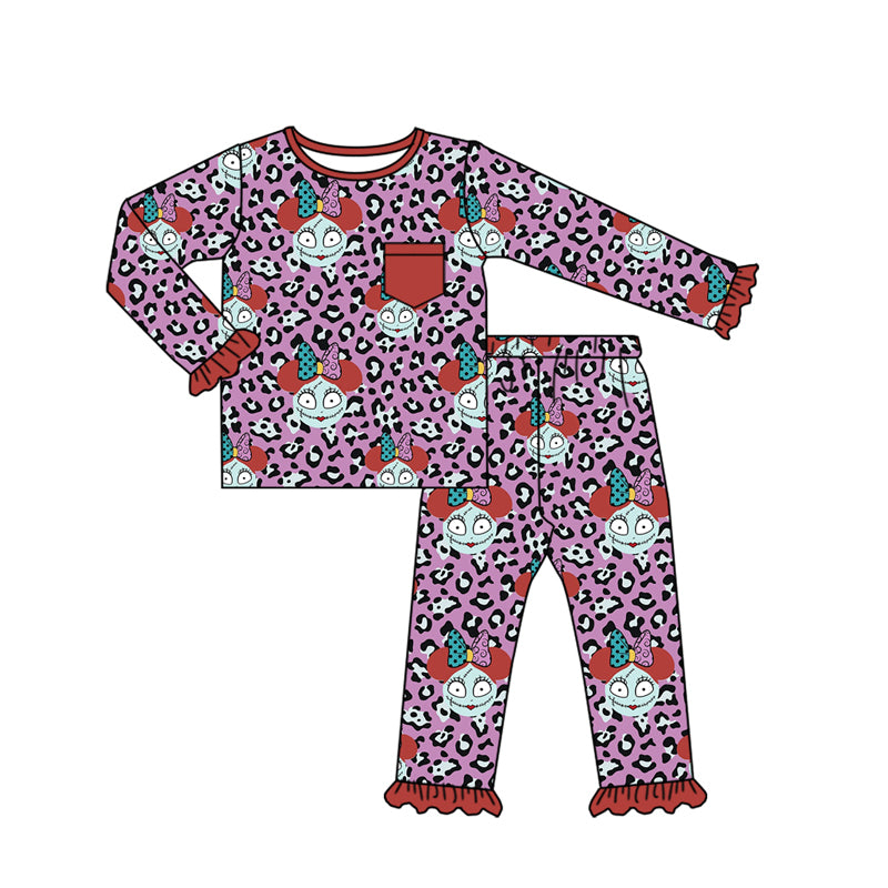 Baby Girls Halloween Leopard Nightmare Top Pants Pajamas Clothes Sets Preorder