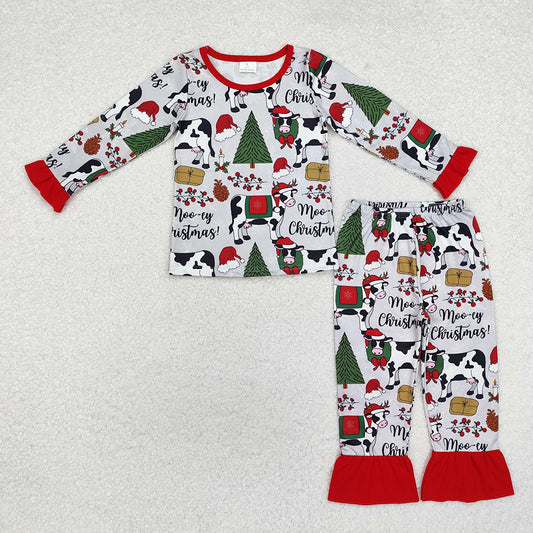 Baby Girls Christmas Cows Tops Pants Pajamas Clothes Sets