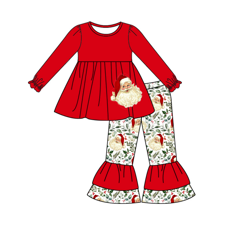 Baby Girls Christmas Santa Tunic Top Ruffle Pants Outfits Sets Preorder