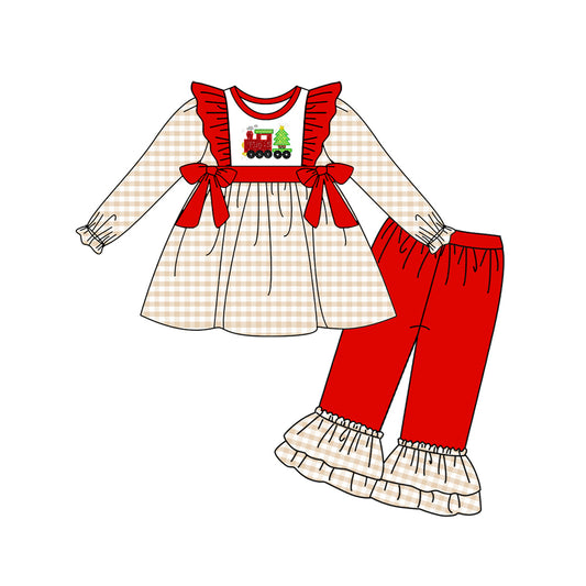 Baby Girls Christmas Tree Train Tunic Ruffle Pants Clothes Sets Preorder