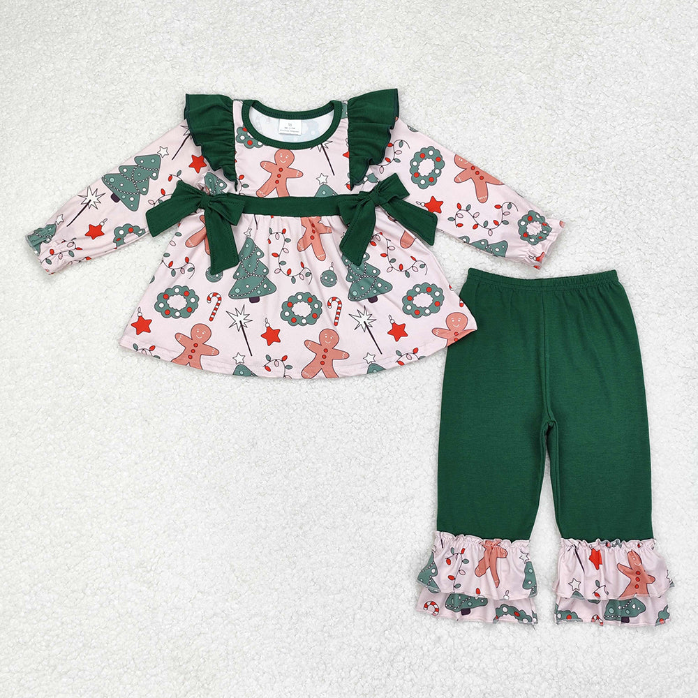 Sibling Baby Boys Christmas Gingerbread Tunic Ruffle Pant Clothes Sets