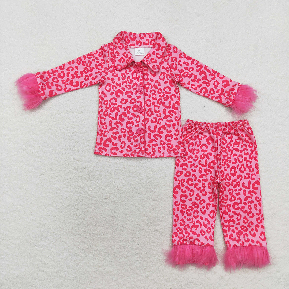 Baby Girls Sister Sibling Buttons Top Pants Fur Pajamas Clothes Sets