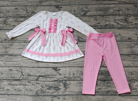 Baby Girls Nutcracker Bows Tunic Top Legging Pants Clothes Sets