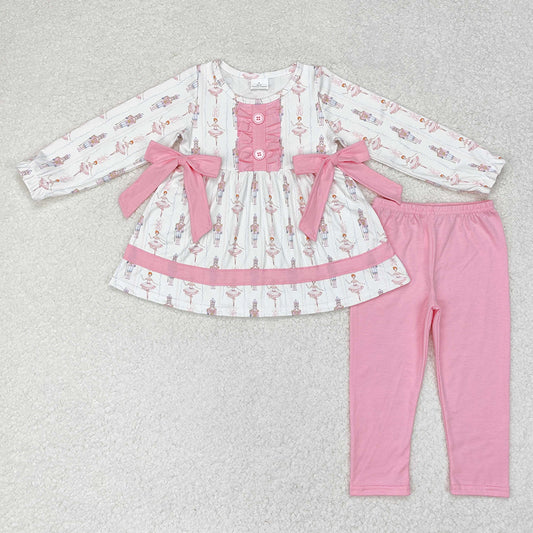 Baby Girls Nutcracker Bows Tunic Top Legging Pants Clothes Sets