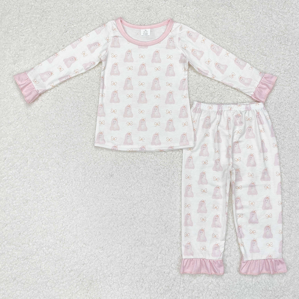 Baby Girls Pink Halloween Ghost Top Pants Bamboo Pajamas Clothes Sets