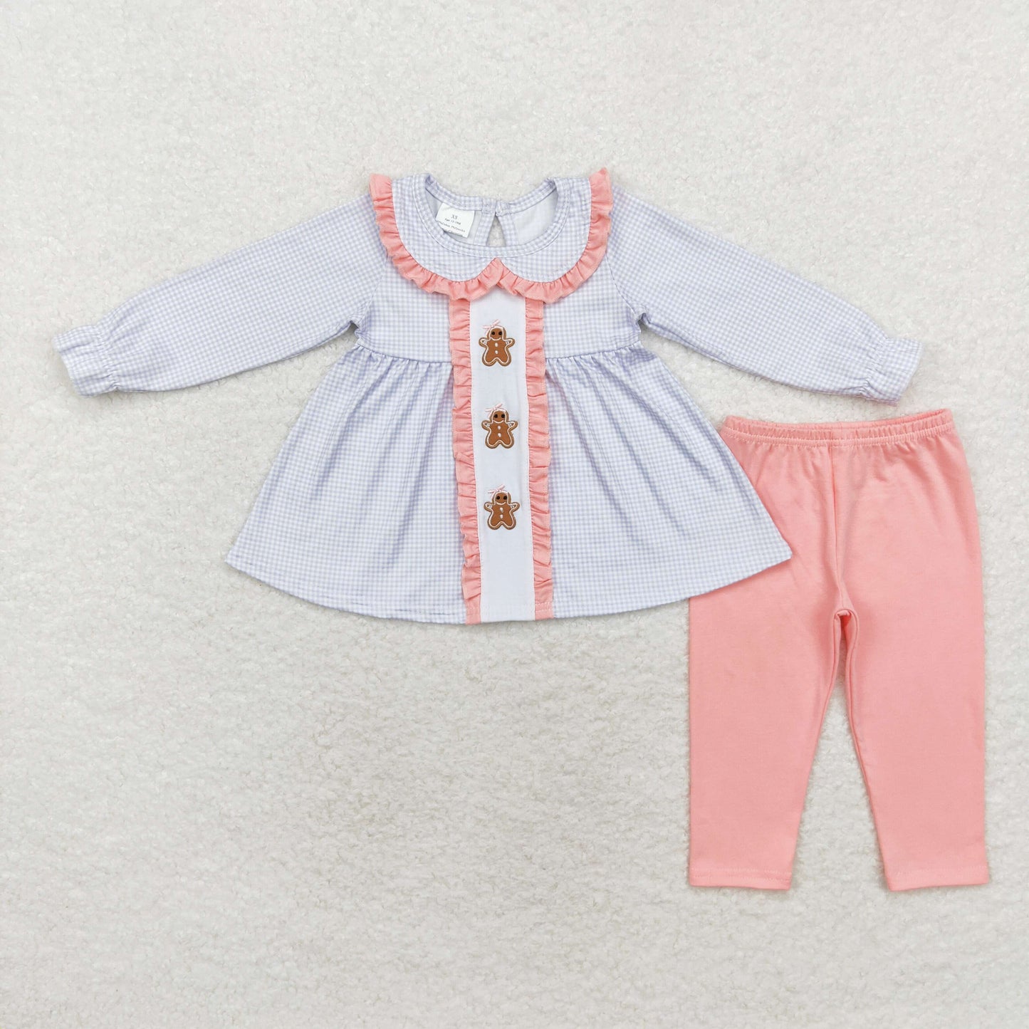 Sibling Baby Boys Girls Embroidery Hats Gingerbread Top Pants Christmas Clothes Sets