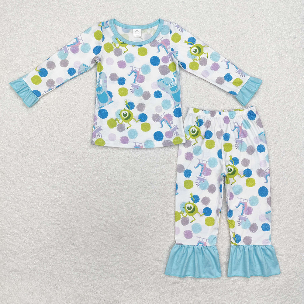 Baby Girls Blue Monster Bamboo Pajamas Clothes Sets