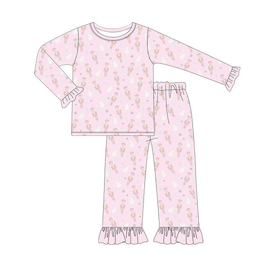 Baby Girls Pink Christmas Soldier Top Pants Pajamas Preorder