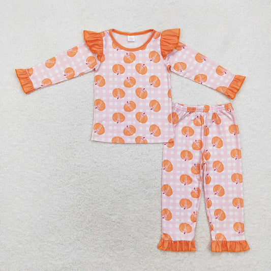 Children Pumpkin Top Pants Sibling Bamboo Pajamas Clothes Sets