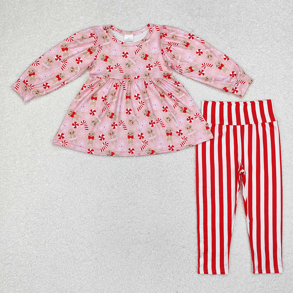 Baby Girls Christmas Gingerbread Tunic Top Pants Clothes Sets