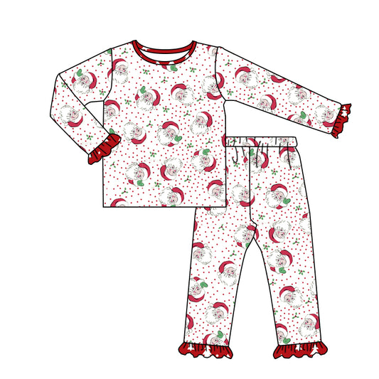 Baby Girls Christmas Santas Dots Shirts Pants Pajamas Clothes Sets Preorder