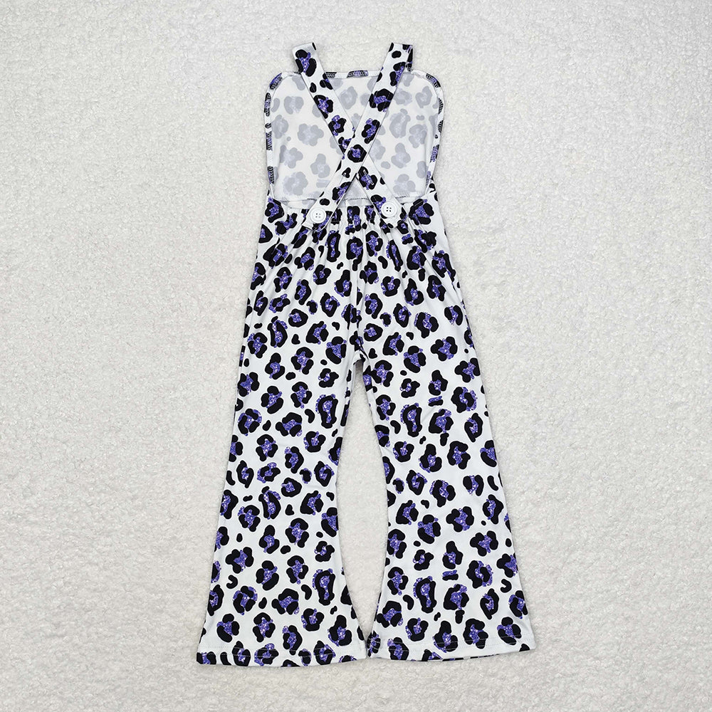 Baby Girls Purple Leopard Straps Jumpsuits