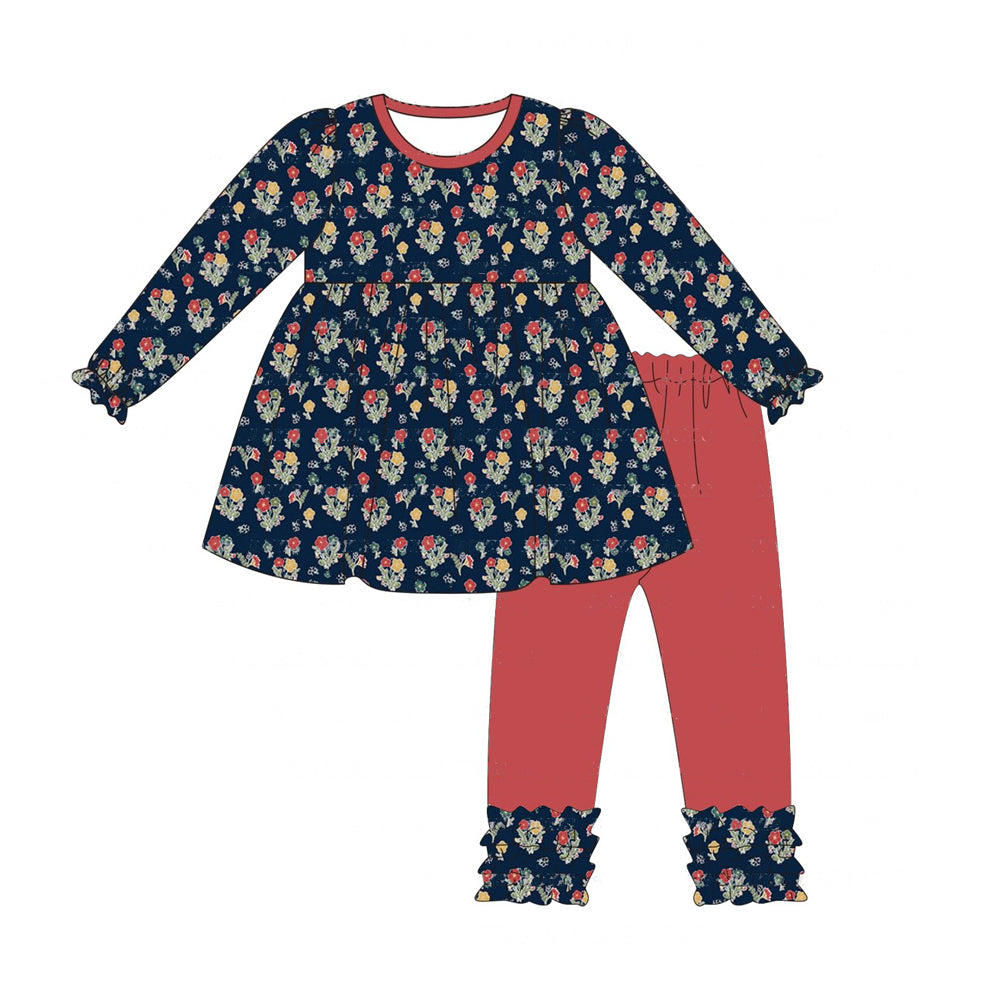 Baby Girls Navy Floral Tunic Icing Legging Clothes Sets Preorder