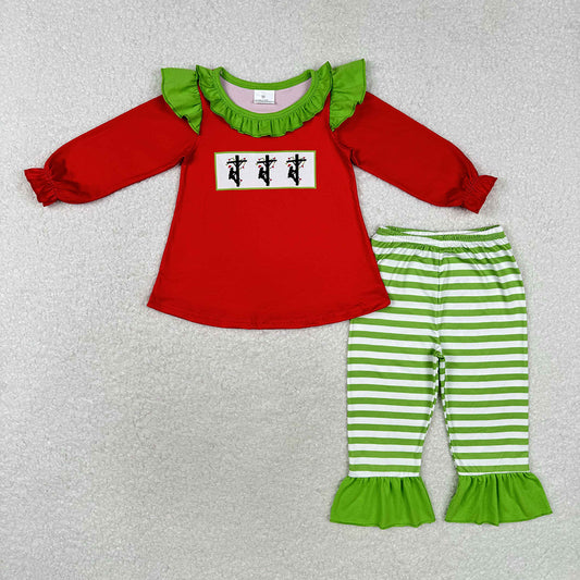 Baby Girls Christmas Line Top Ruffle Pants Clothes Sets