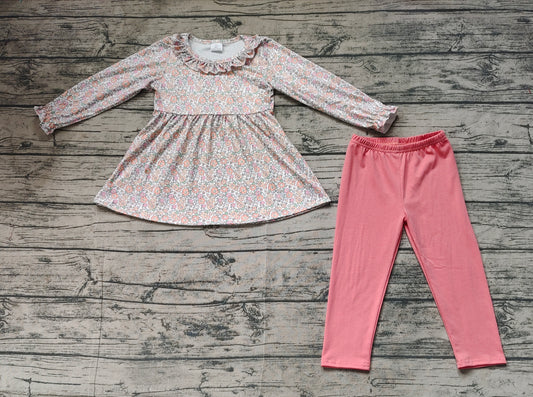 Baby Girls Pink Flowers Tunic Top Legging Clothes Sets