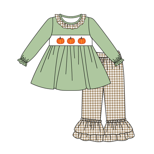 Baby Girls Halloween Pumpkins Tunic Top Ruffle Pants Clothes Sets Preorder