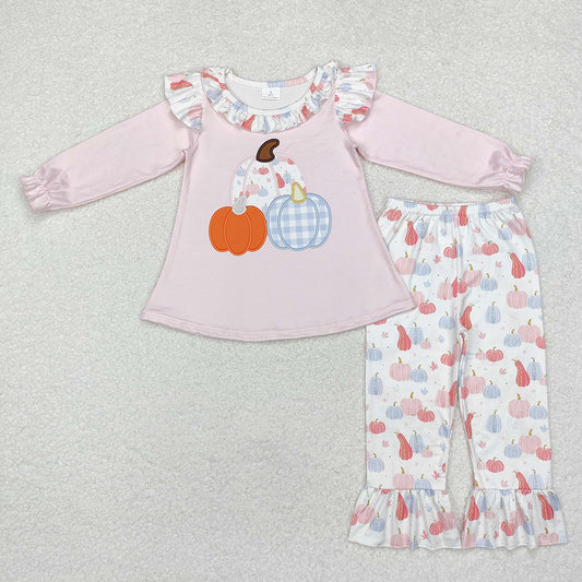 Baby Girls Fall Pumpkins Tunic Top Ruffle Pants Clothes Sets