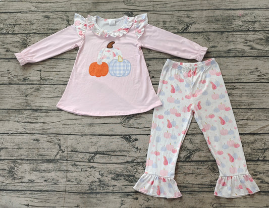 Baby Girls Fall Pumpkins Tunic Top Ruffle Pants Clothes Sets