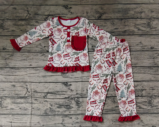 Baby Girls Christmas Western Santa Cactus Bamboo Pajamas Clothes Sets