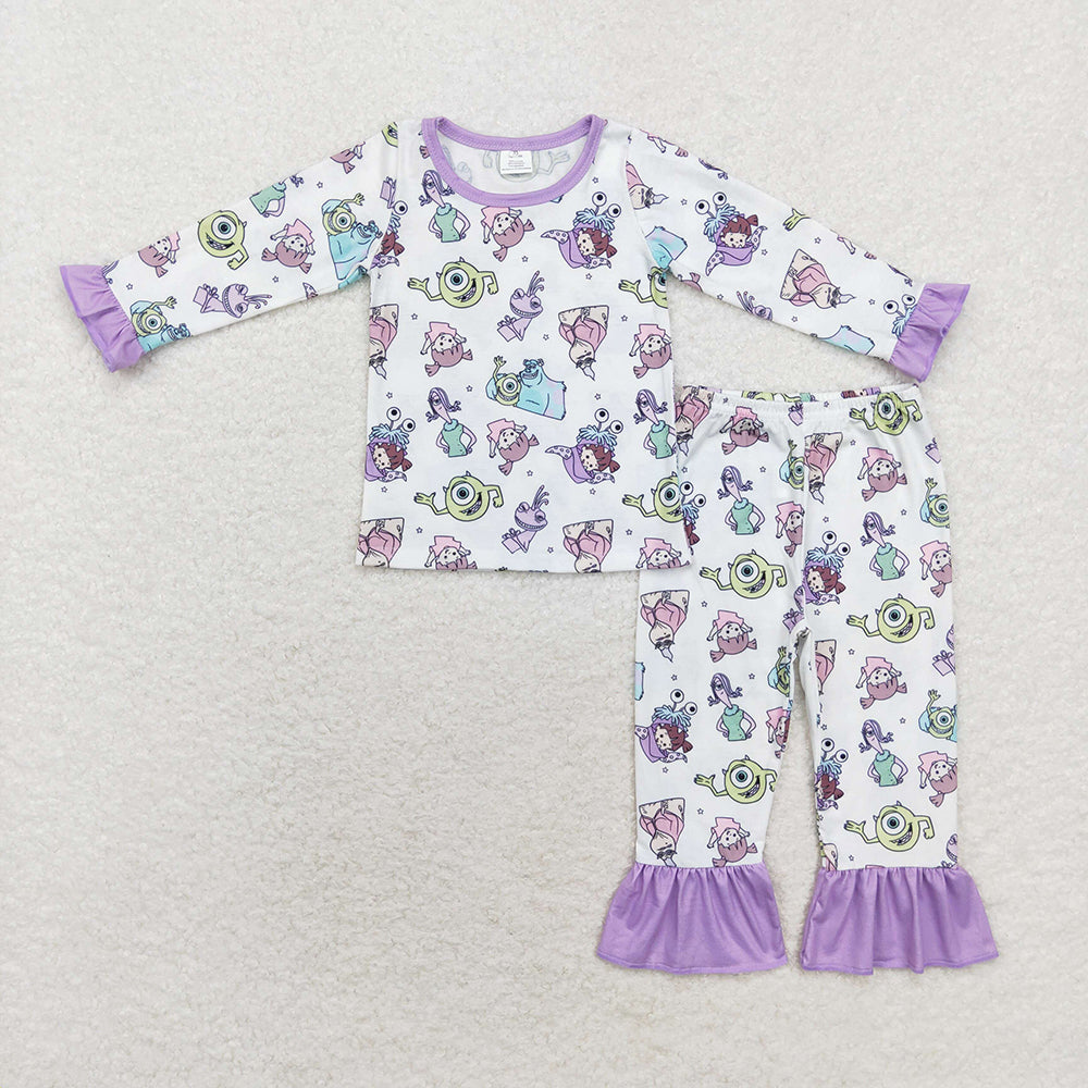 Baby Girls Monster Lavender Top Pants Bamboo Pajamas Clothes Sets