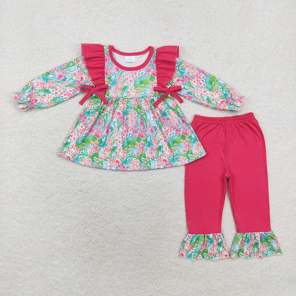 Baby Girls Dark Pink Seaweed Sibling Sister Rompers Clothes Sets