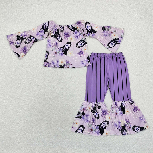 Baby Girls Lavender Halloween Ghost Shirt Bell Pants Clothes Sets