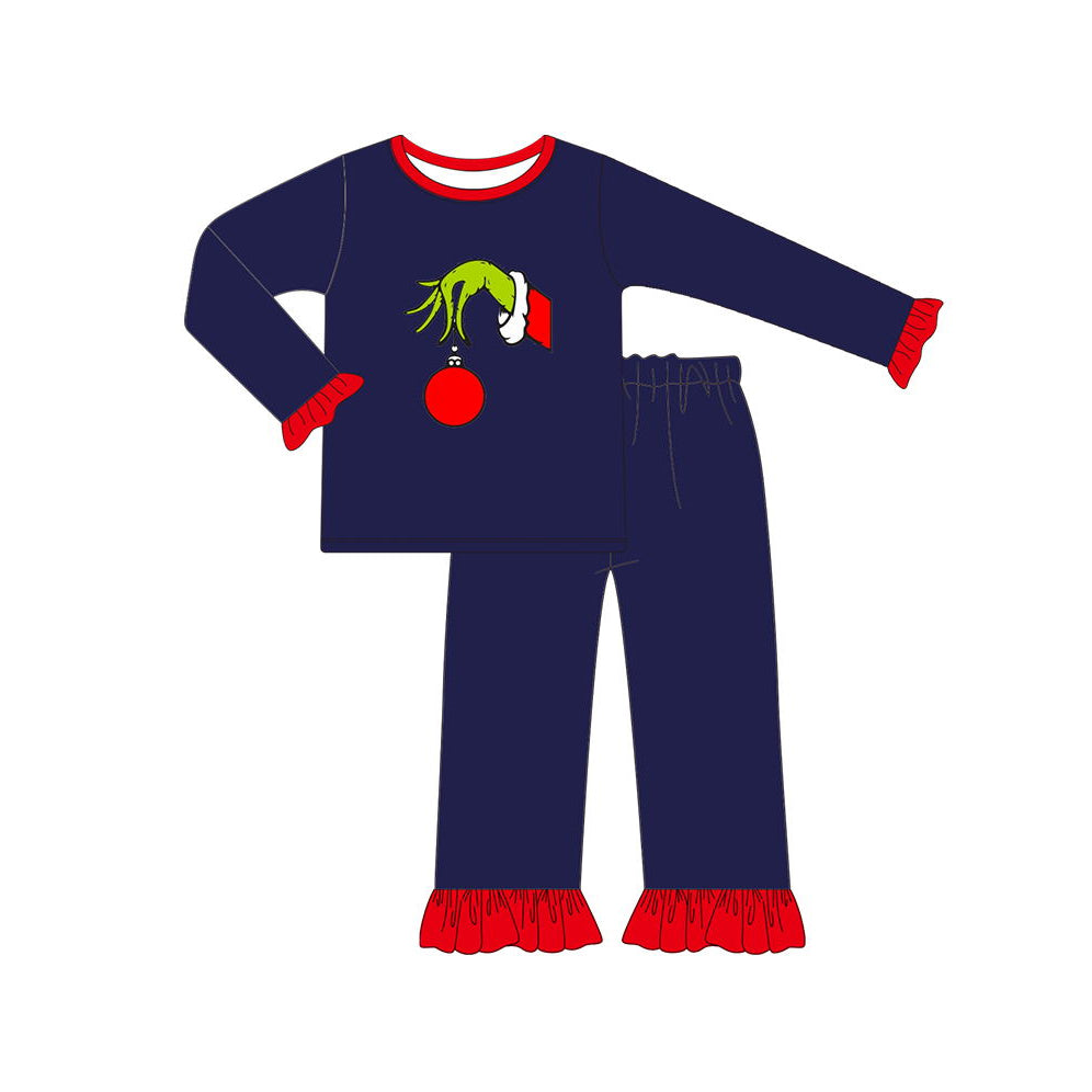Baby Girls Christmas Hand Shirt Pants Pajamas Clothes Sets Preorder