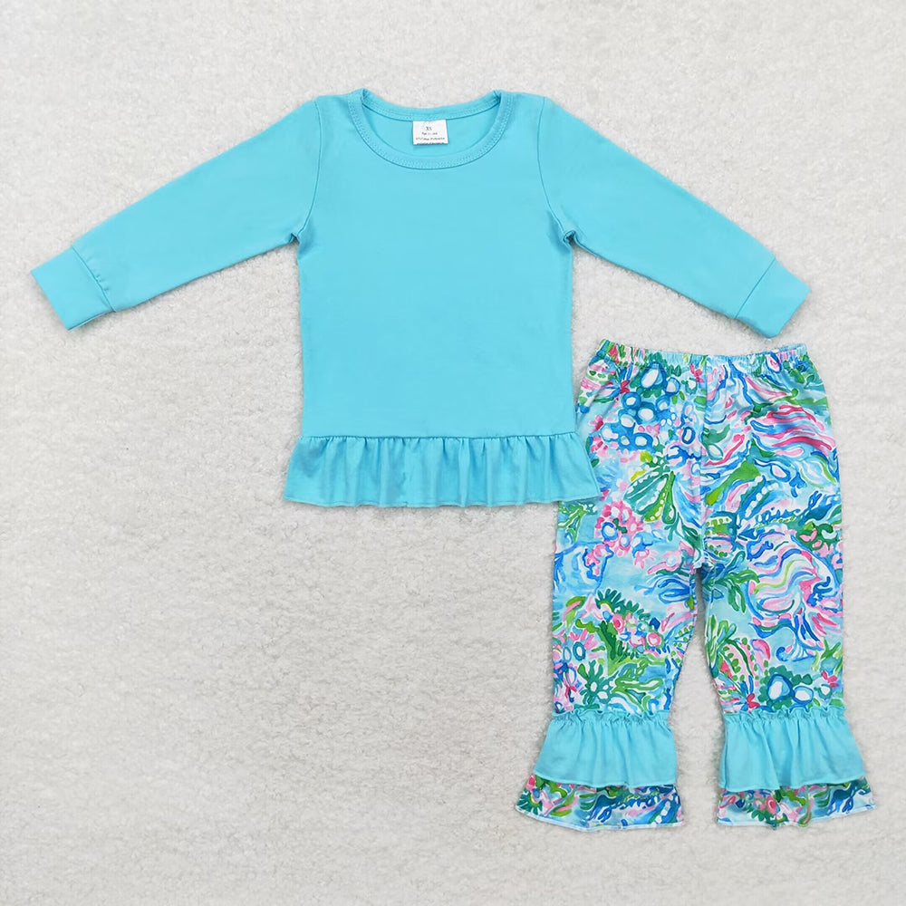 Sibling Sister Baby Girls Cotton Shirt Flowers Pants Clothes Sets