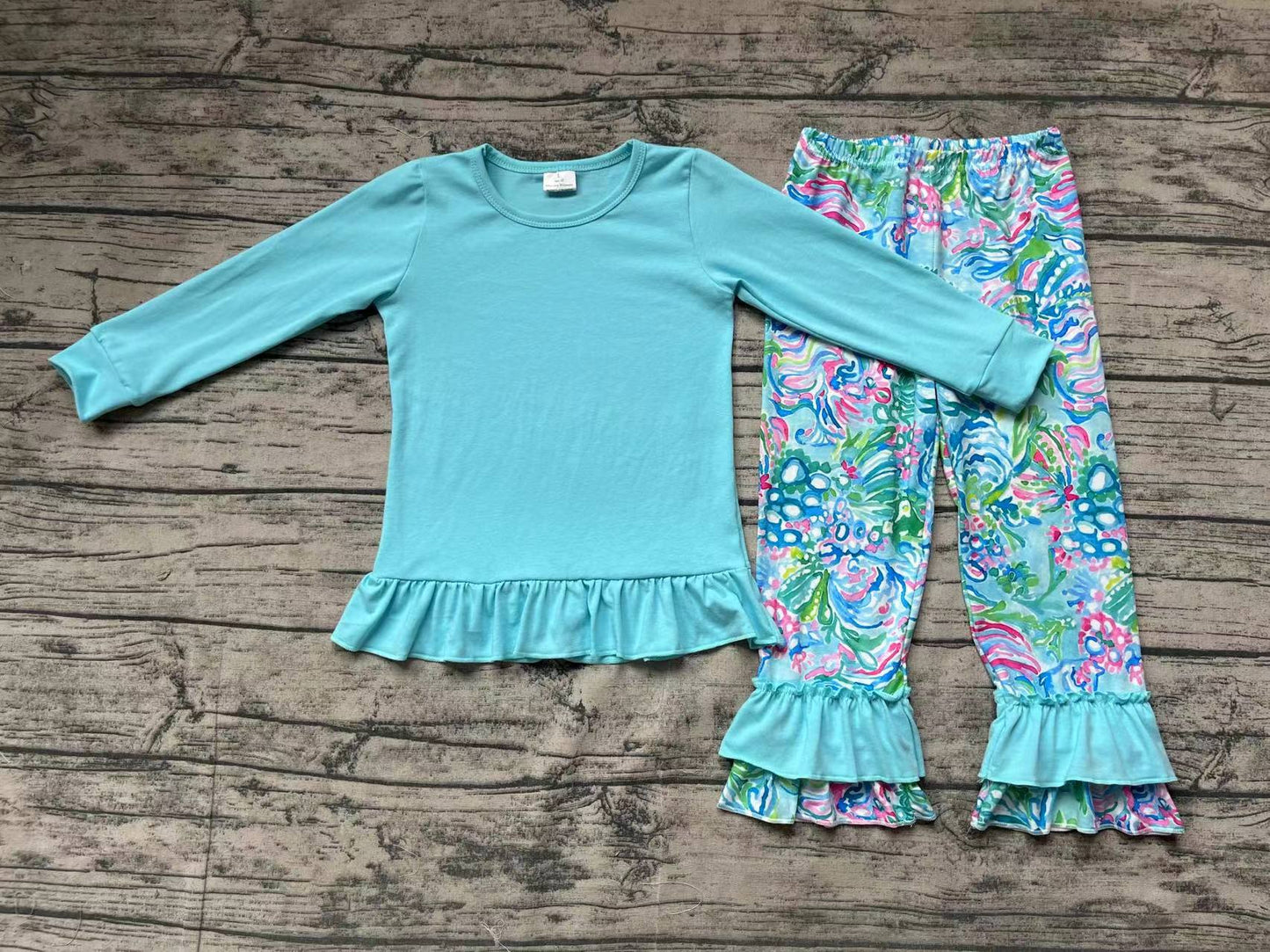 Baby Girls Aqua Shirt Seaweed Pants Clothes Sets