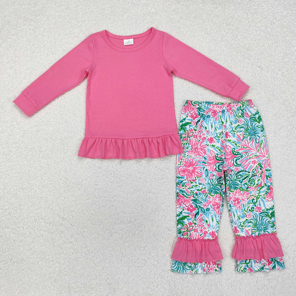 Sibling Sister Baby Girls Cotton Shirt Flowers Pants Clothes Sets