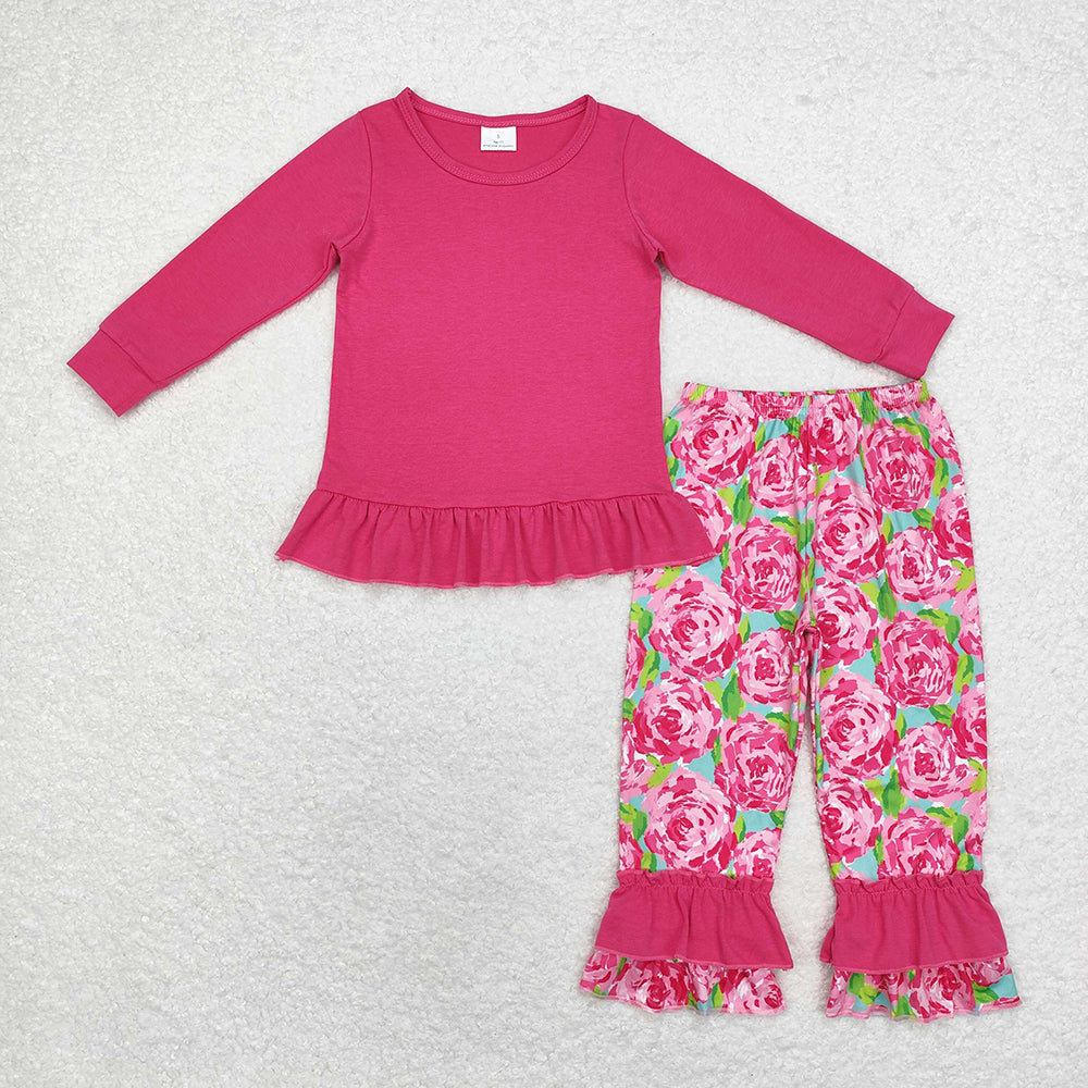 Sibling Sister Baby Girls Cotton Shirt Flowers Pants Clothes Sets