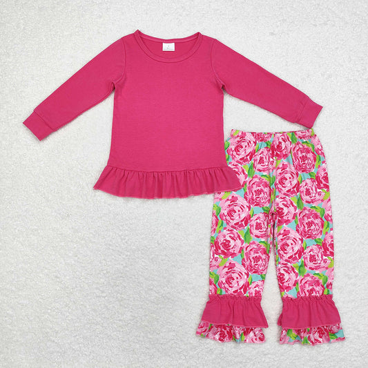 Sibling Sister Baby Girls Cotton Shirt Flowers Pants Clothes Sets