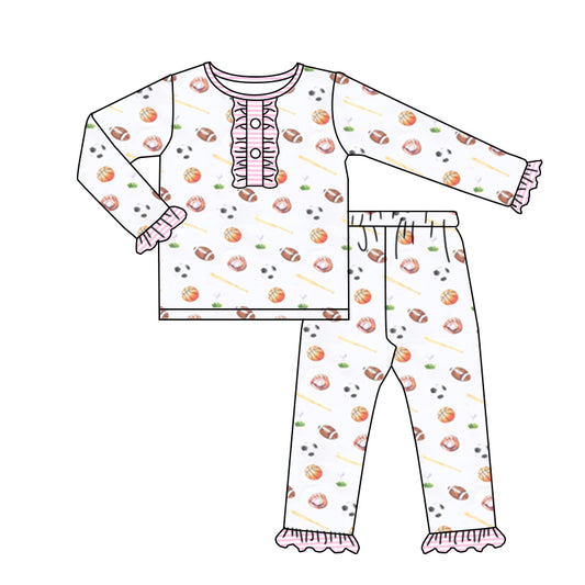 Baby Girls Sports Balls Pink Shirt Pants Pajamas Clothes Sets Preorder