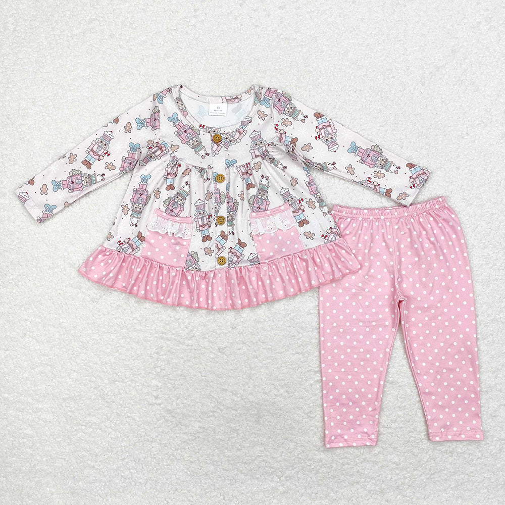 Baby Girls Christmas Pink Soldier Tunic Top Legging Clothes Sets