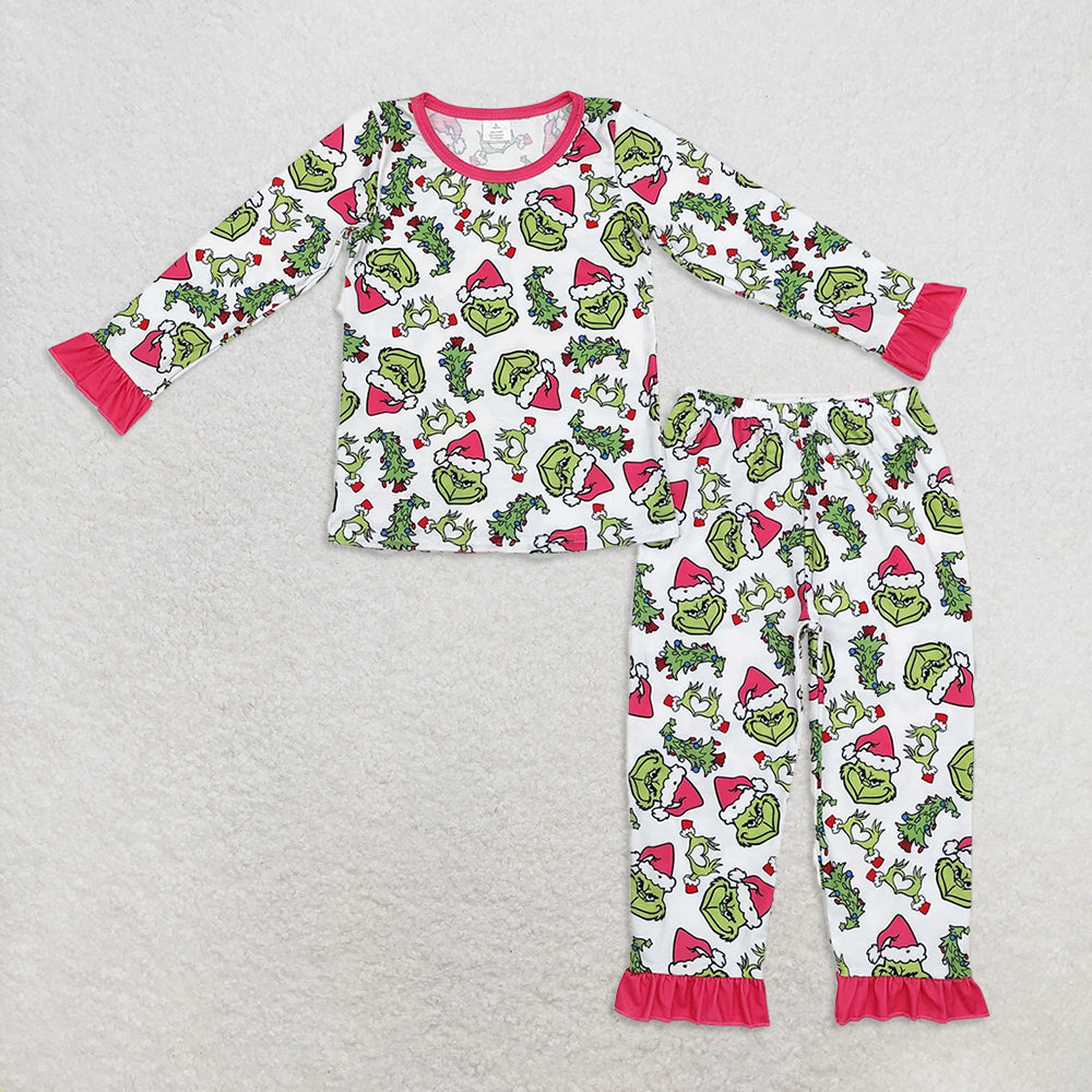 Family Christmas Green Face Hearts Pajamas Holiday Wear