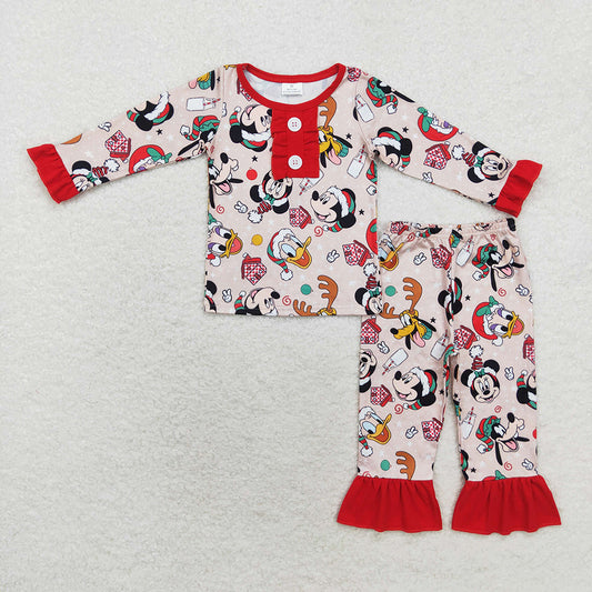 Baby Girls Christmas Cartoon Deer Top Pants Pajamas Clothes Sets