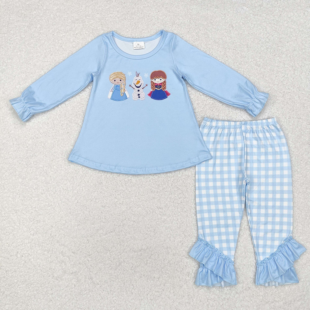 Baby Girls Blue Sister Tunic Top Pants Clothes Sets