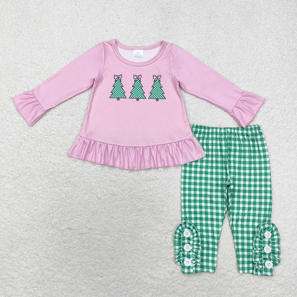 Baby Girls Christmas Pink Trees Tunic Legging Clothes Sets