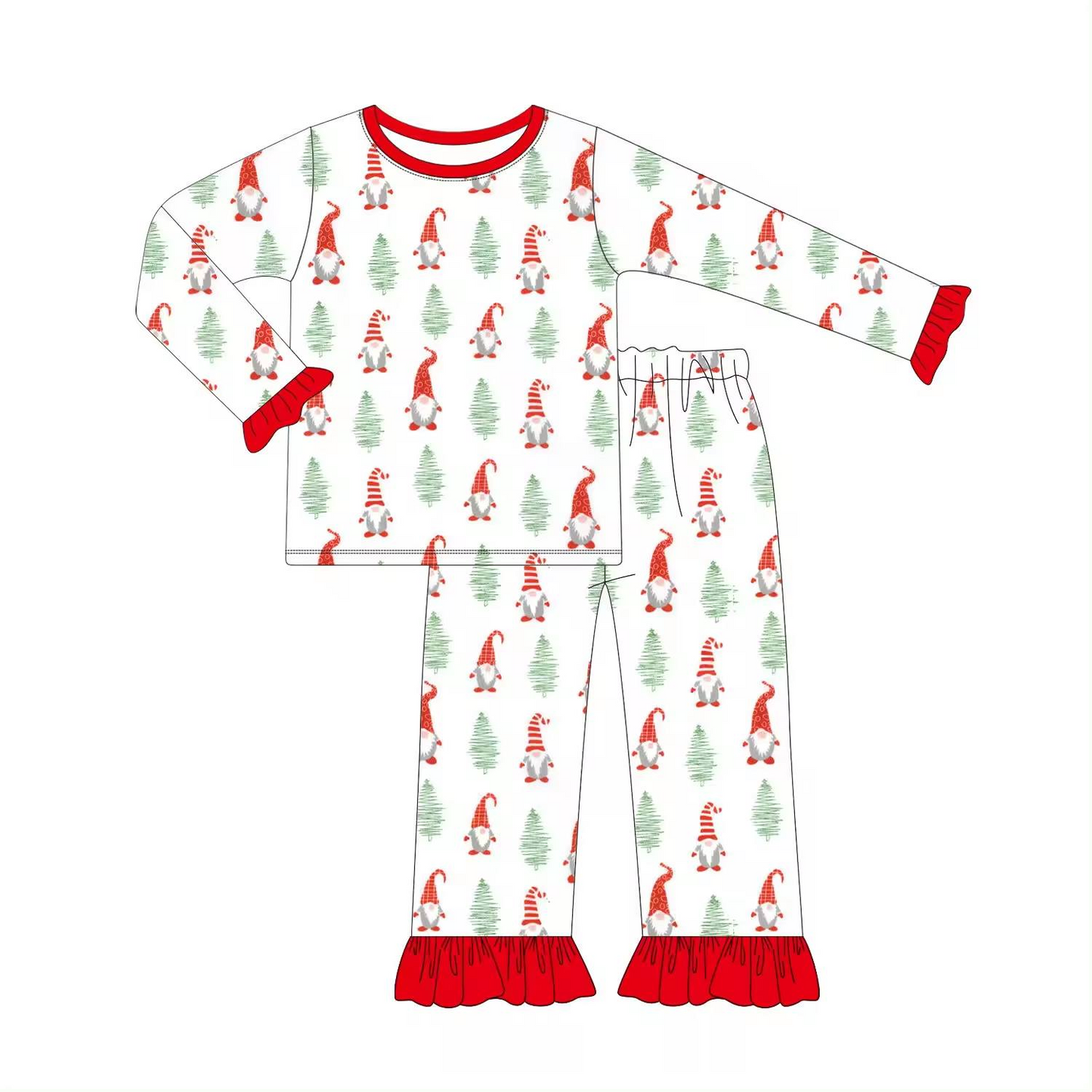 Baby Girls Christmas Drarf Shirt Pants Pajamas Clothes Sets Preorder