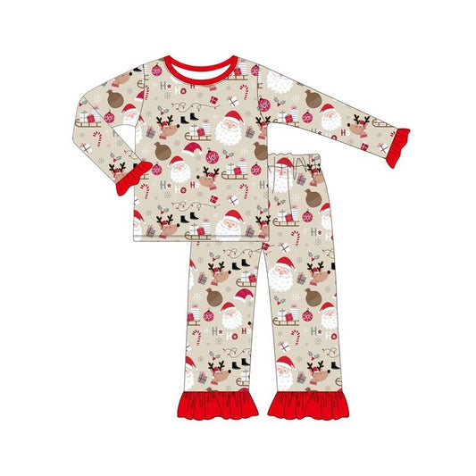 Baby Girls Christmas Santa Deer Shirt Pants Pajamas Clothes Sets Preorder