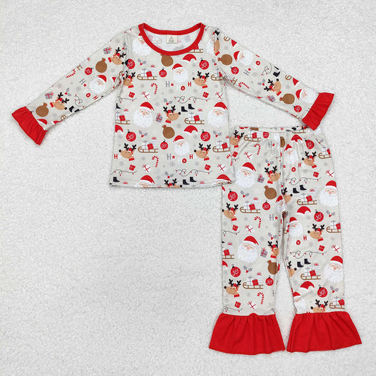 Baby Girls Christmas Santa Deer Bamboo Pajamas Clothes Sets