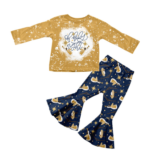 Baby Girls Nativity Holy Night Tee Shirt Bell Pants Clothes Sets Preorder