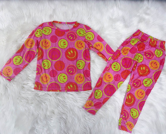 Baby Girls Christmas Pink Smile Top Pants Pajamas Clothes Sets Preorder