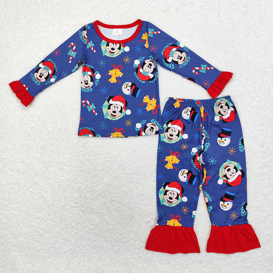 Sibling Christmas Cartoon Mouse Top Pants Rompers Pajamas Clothes Sets