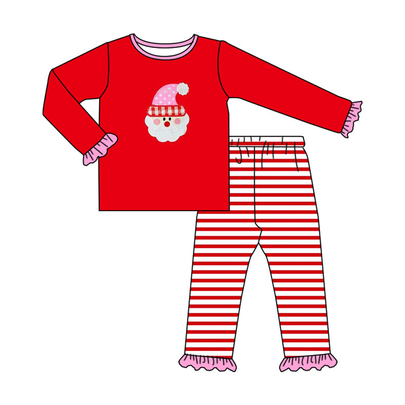 Baby Girls Christmas Santa Top Stripes Pants Pajamas Outfits Clothes Sets Preorder