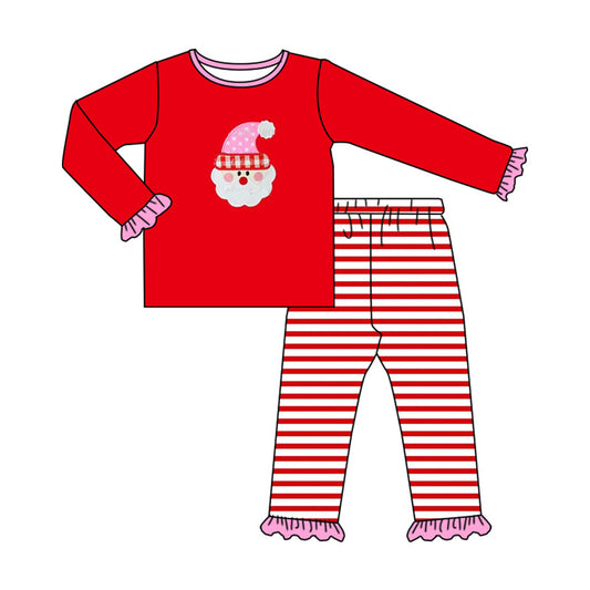 Baby Girls Christmas Santa Top Stripes Pants Pajamas Outfits Clothes Sets Preorder