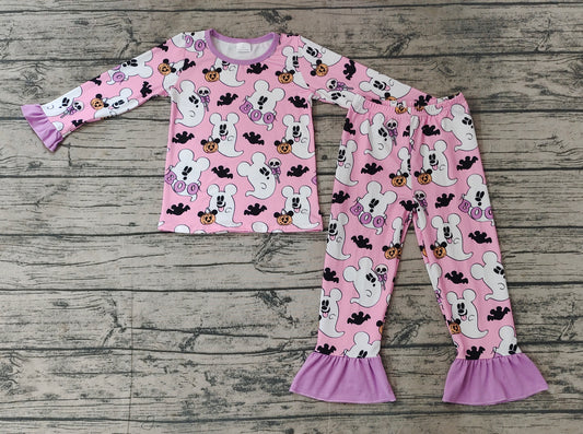 Baby Girls Halloween Pink Ghost Top Pants Pajamas Clothes Sets